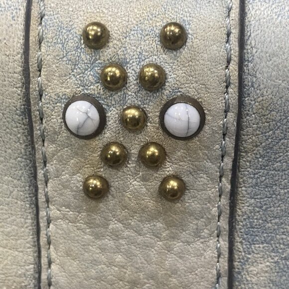 Aimee Kestenberg Leather Blue Tie-Dye Western Buckle Handbag/ Shoulder Bag - Picture 5 of 10